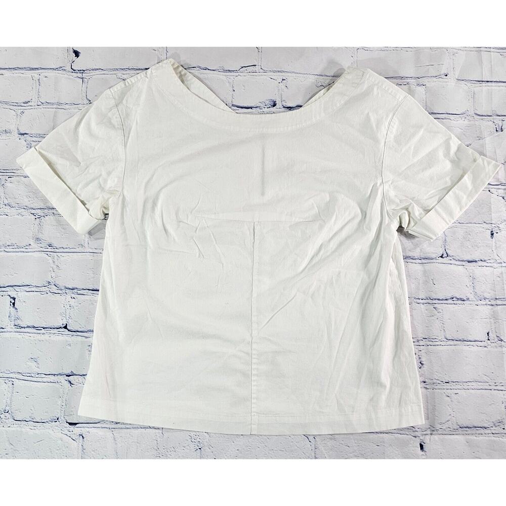 J Crew White Cropped Casual Top Blouse Summer WOMENS SIZE XS